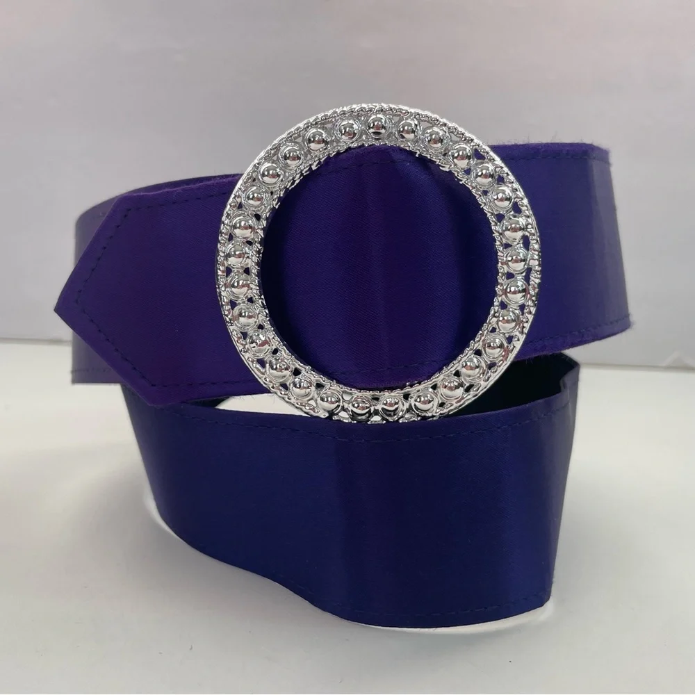 Purple Satin Wide Statement Belt‎